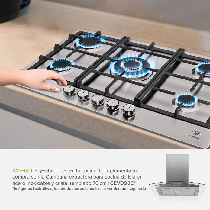 PARRILLA DE COCCION A GAS 5 QUEMADORES AC INOX F-AI5 AVERA