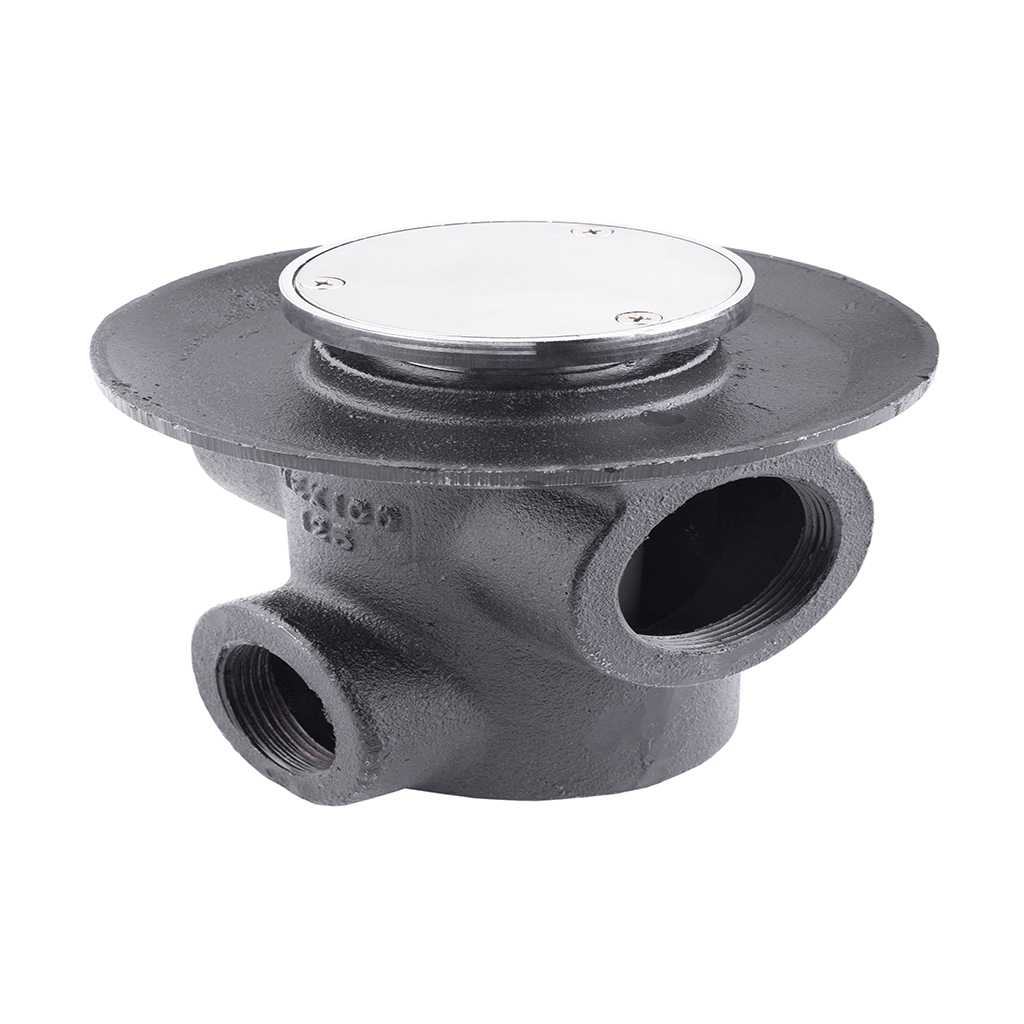 COLADERA REDONDA TAPA CIEGA PARA PISO DE TRES BOCAS NEGRO/INOX 125TC URREA