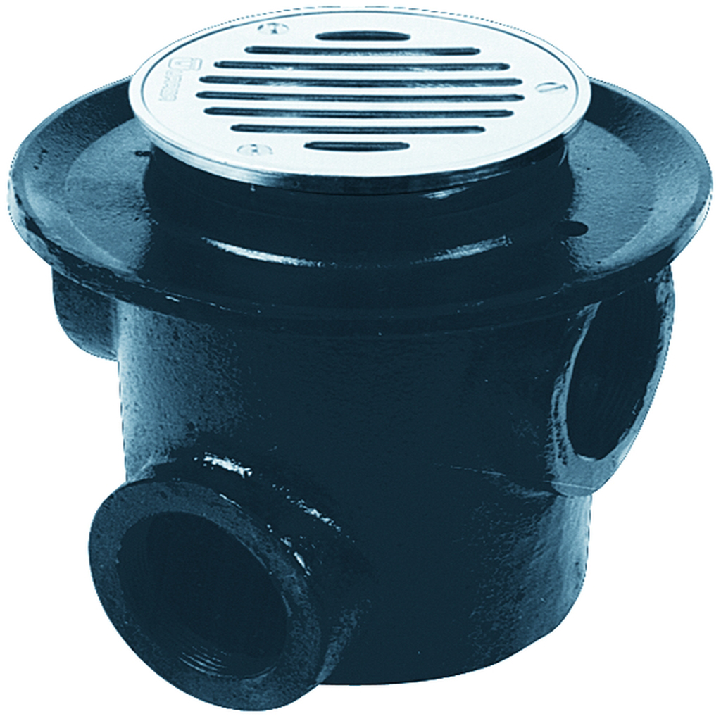 COLADERA REDONDA DE REJILLA PARA PISO DE TRES BOCAS BASE ANCHA NEGRO/CROMO 127 URREA