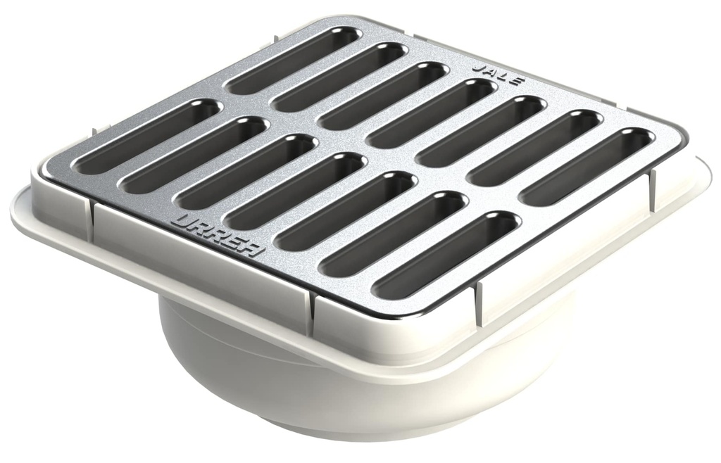 COLADERA CUADRADA REJILLA SALIDA LATERAL CROMO 184 URREA*