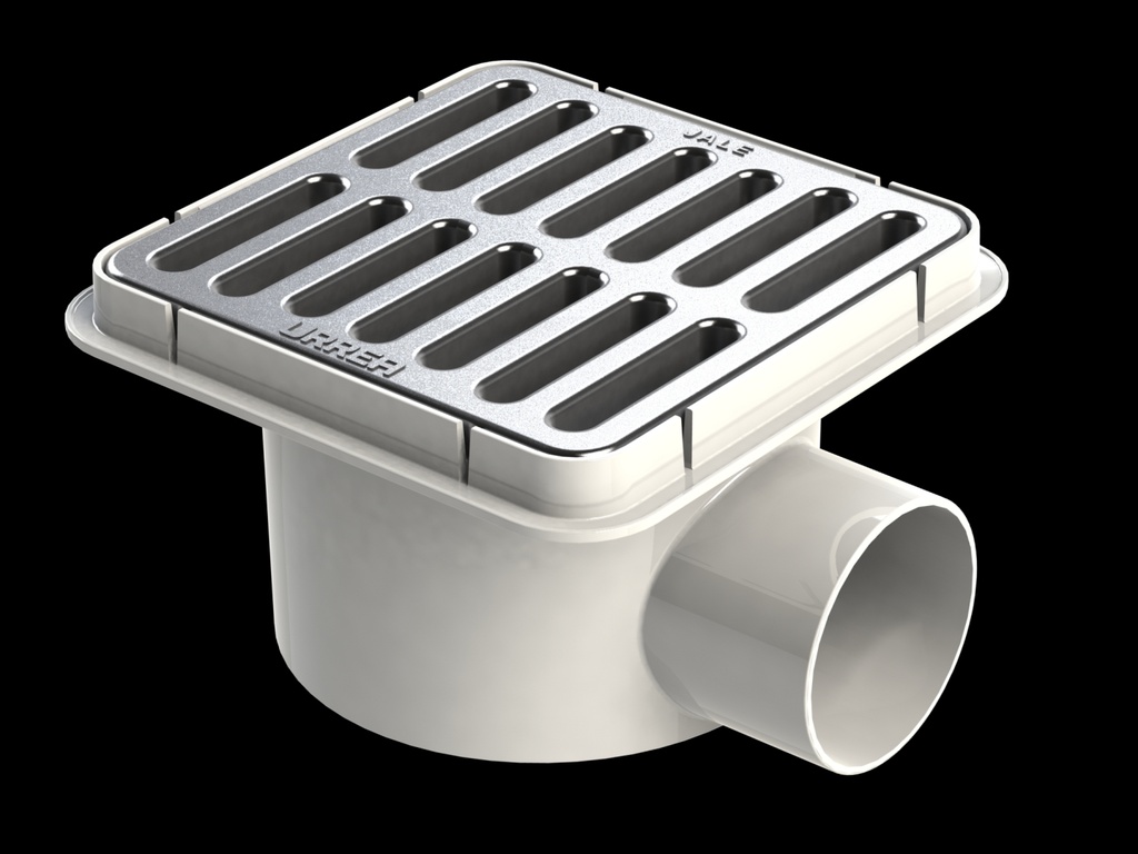 COLADERA CUADRADA DE REJILLA SALIDA LATERAL INOX 185 URREA