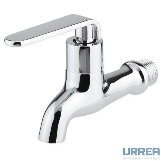 LLAVE DE CHORRO CROMADA CON DISEÑO DE PALANCA F-19DP URREA