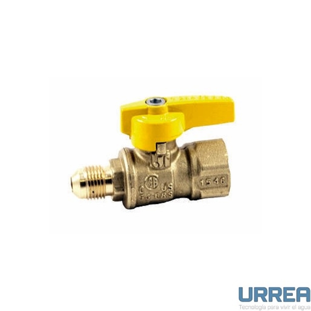 VALVULA ESFERA PARA GAS  DE 1/2 NPT X 3/8 FLER URREA