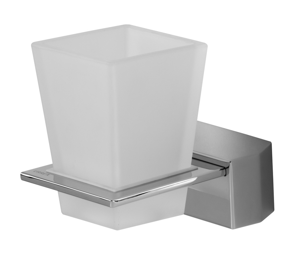 PORTACEPILLOS DE EMPOTRAR C/VASO CRISTAL INOX QUADROF-CU.07.9 URREA*****