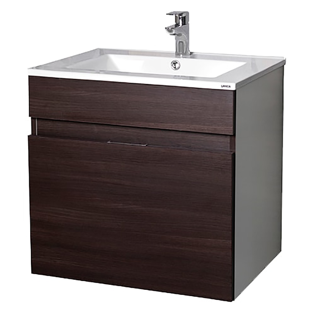 GABINETE SUSPENSION DOBLE CAJON CON LAVABO CERAMICO MOD. GB.919GB.31 CHOCOLATE URREA