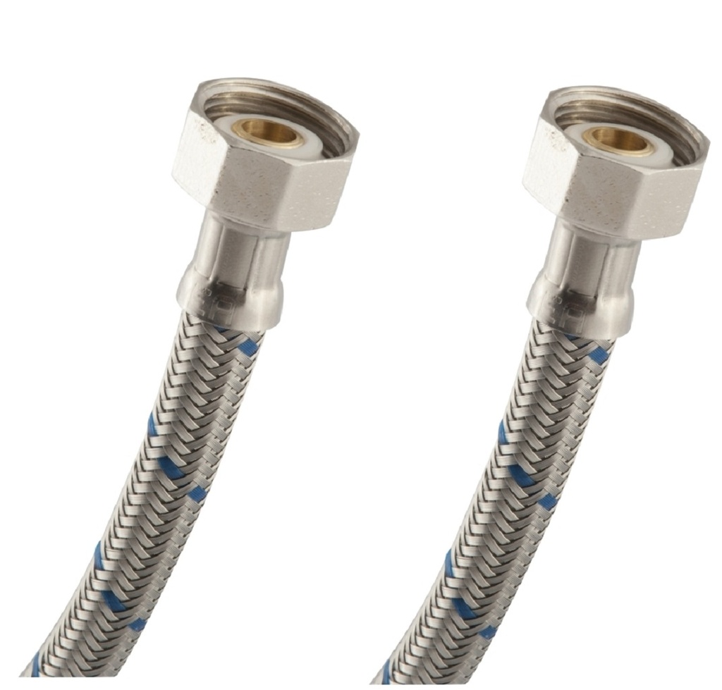 MANGUERA PARA FREGADERO ACERO INOXIDABLE LL 1/2x1/2x55 Y TUERCAS DE LATON LL 1/2x1/2x40 FIG. LALL-55 URREA