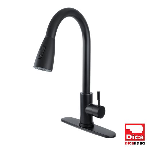 MONOMANDO PARA FREGADERO ECOLOGICO CON NARIZ RETRACTIL NEGRO MATE 4096.2 DICA