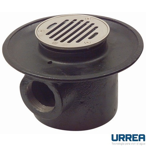 [0504F124W] COLADERA REDONDA DE REJILLA BASE ANCHA PARA PISO DE UNA BOCA 124W URREA