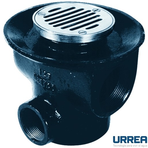 [0504F125] COLADERA REDONDA DE REJILLA PARA PISO DE TRES BOCAS INOX 125 URREA
