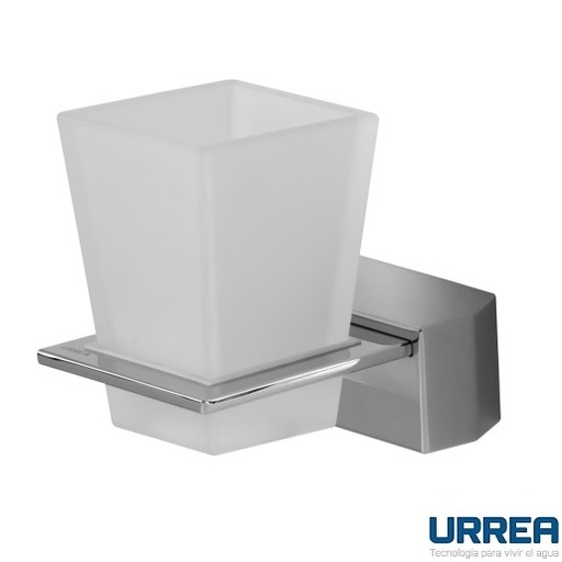 [0504FCU079] PORTACEPILLOS DE EMPOTRAR C/VASO CRISTAL INOX QUADROF-CU.07.9 URREA*****