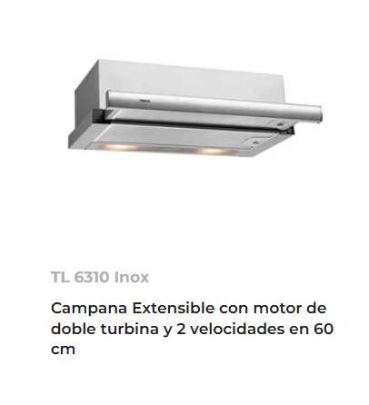 [11F40474253] CAMPANA DE EMPOTRAR DE INTEGRACION MODELO TL 6310 INOX 40474253 TEKA