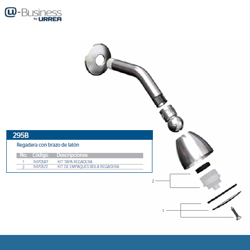 REGADERA A PARED CON BRAZO Y CHAPETON CROMO 295B URREA