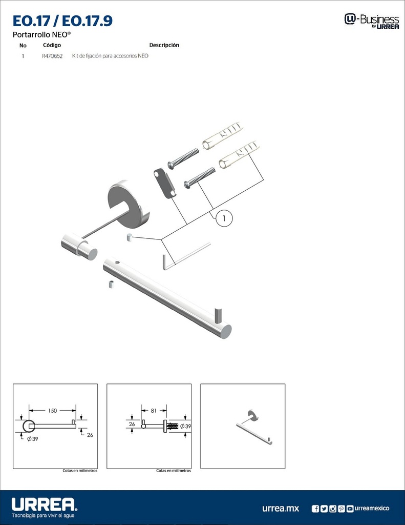 PORTAROLLO S/ CUBIERTA ACAB  CROMO F-PORTAROLLO S/ CUBIERTA ACAB  CROMO F-EO.17 URREA***