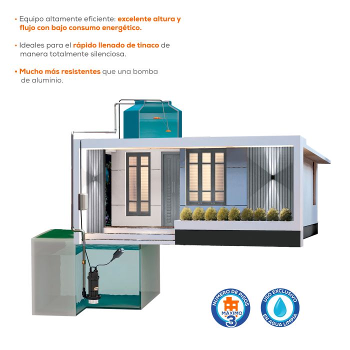 BOMBA SUMERGIBLE DOMESTICA  1/2 HP SP1ME050H EVANS
