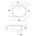 LAVABO CENTURION PORCELANA GDE BAJO CIBIERTA BLANCO ORION 52100021