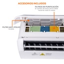 AIRE ACONDICIONADO INVERTER 1T MINISPLIT DUAL FRIO/CALIENTE 220V 17 SEER F-AC-MSI-1.0T-17D EVANS