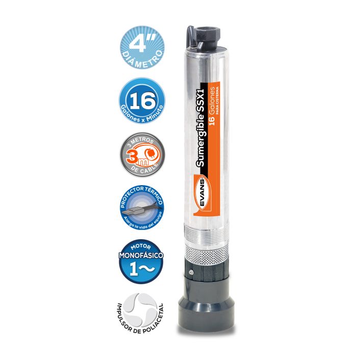 BOMBA SUMERGIBLE  P/CISTERNA DE 1 HP EVANS