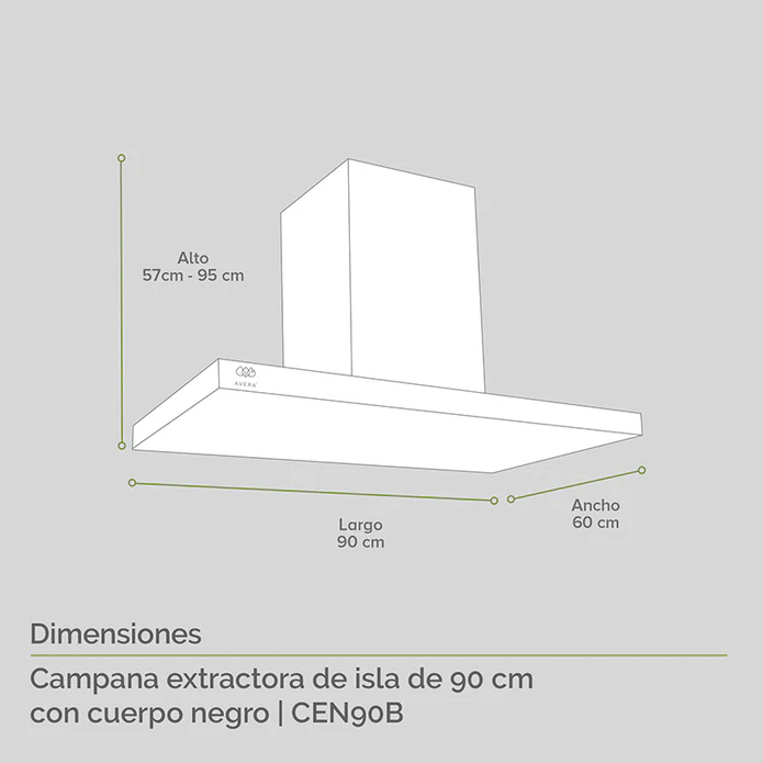 CAMPANA DE ISLA AC INOX NEGRO 90 CM F-CEN90B AVERA