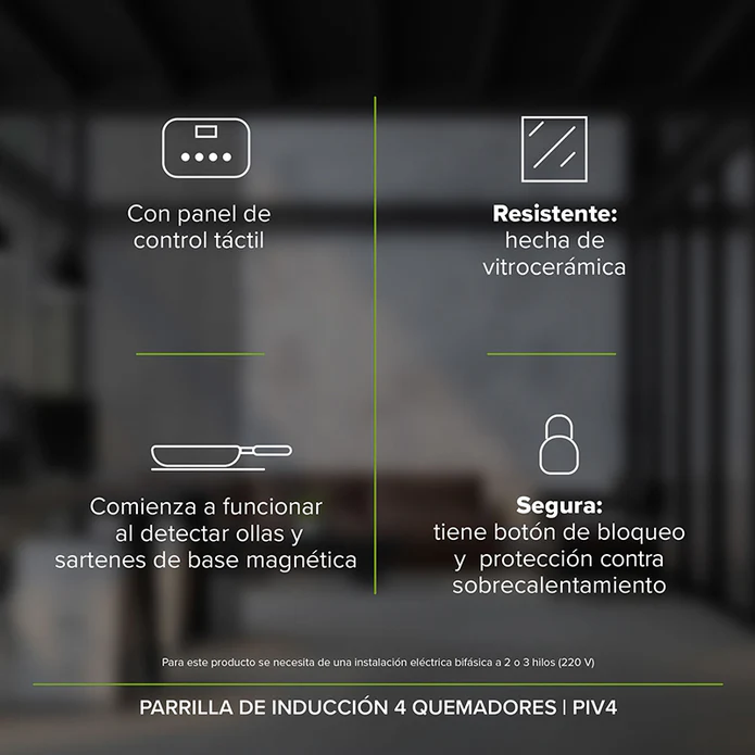 PARRILLA DE INDUCCION 4 QUEMADORES F-PIV4 AVERA