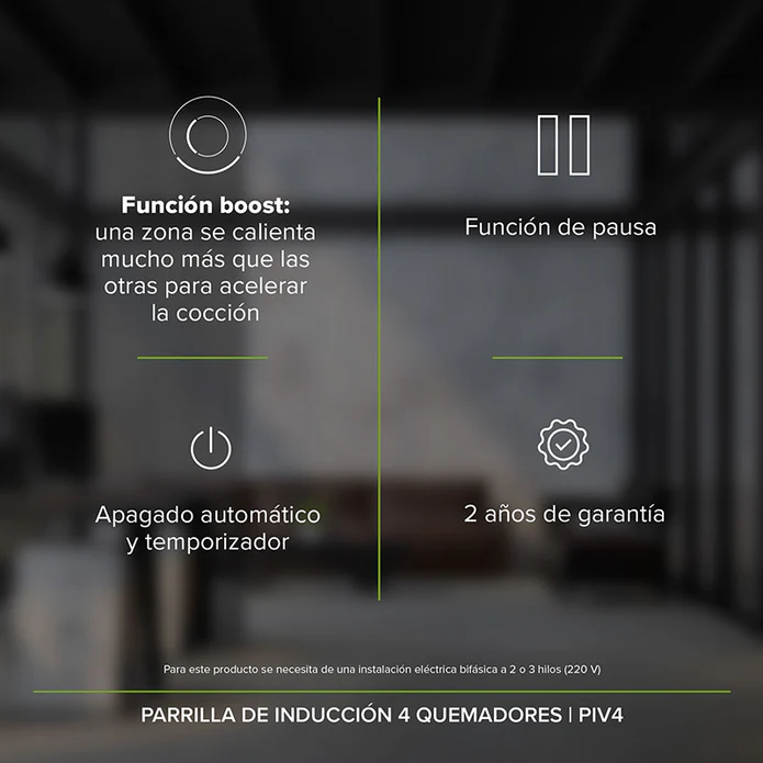 PARRILLA DE INDUCCION 4 QUEMADORES F-PIV4 AVERA