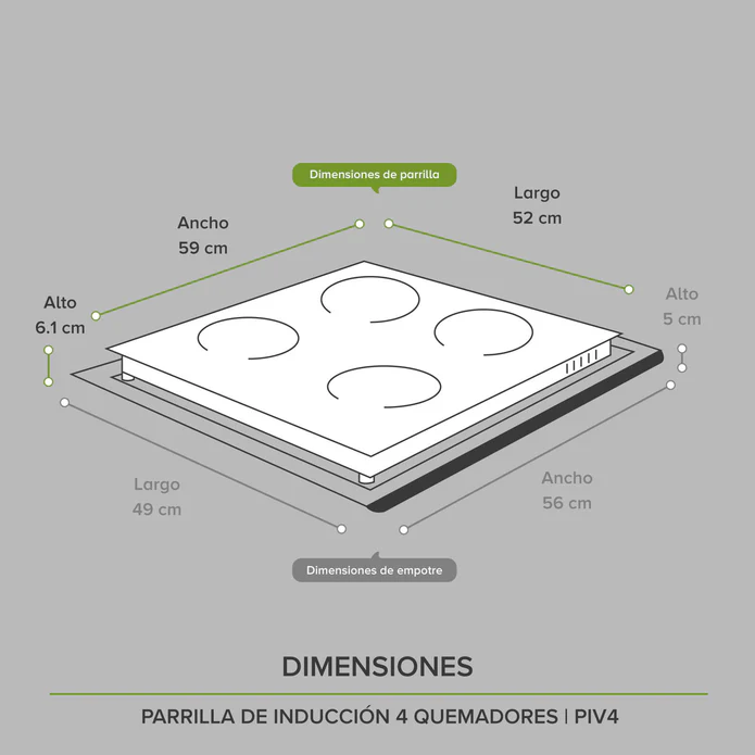 PARRILLA DE INDUCCION 4 QUEMADORES F-PIV4 AVERA