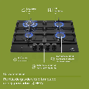 PARRILLA DE GAS 4 QUEMADORES CON CUBIERTA DE VIDRIO TEMPLADO NEGRO F-HEV4