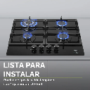 PARRILLA DE GAS 4 QUEMADORES CON CUBIERTA DE VIDRIO TEMPLADO NEGRO F-HEV4