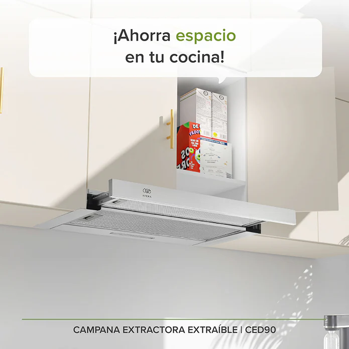 CAMPANA EMPOTRABLE OCULTA DESLIZABLE AC INOX 90CM F-CED90 AVERA