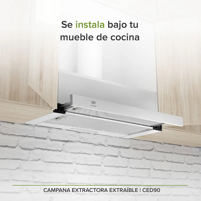 CAMPANA EMPOTRABLE OCULTA DESLIZABLE AC INOX 90CM F-CED90 AVERA