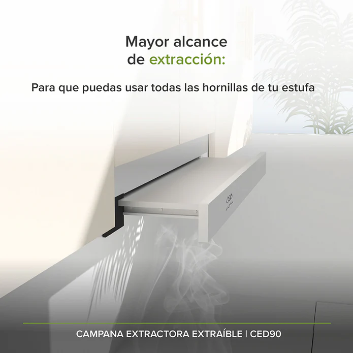 CAMPANA EMPOTRABLE OCULTA DESLIZABLE AC INOX 90CM F-CED90 AVERA
