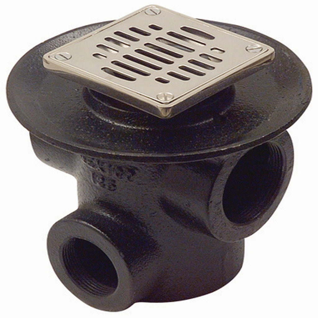 [0504F125RC] COLADERA CUADRADA DE REJILLA PARA PISO DE TRES BOCAS NEGRO/INOX 125RC URREA