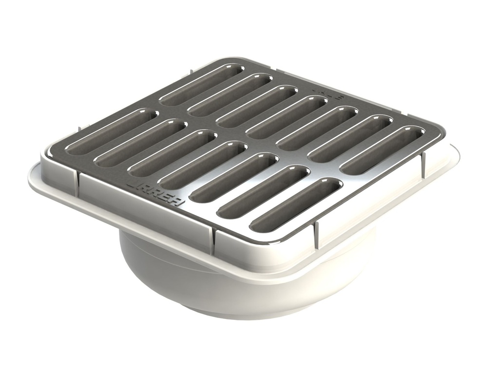 COLADERA CUADRADA DE REJILLA SALIDA UNIVERSAL CROMADA 180 URREA