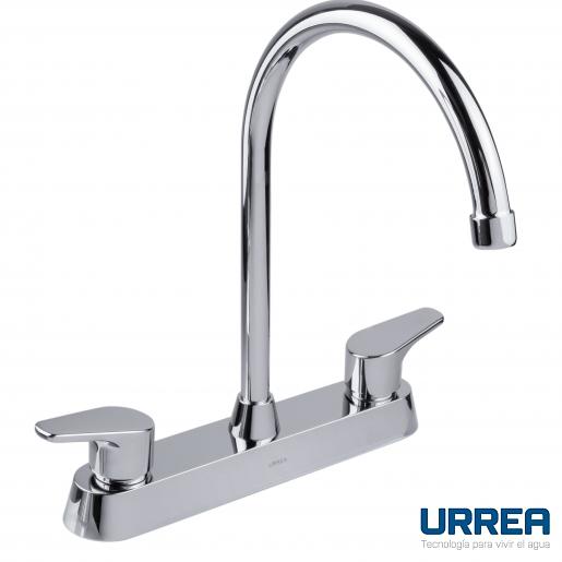 [0504F318CL] MEZCLADORA PARA FREGADERO 8" CON MANERALES DE PALANCA CROMO 318CL URREA