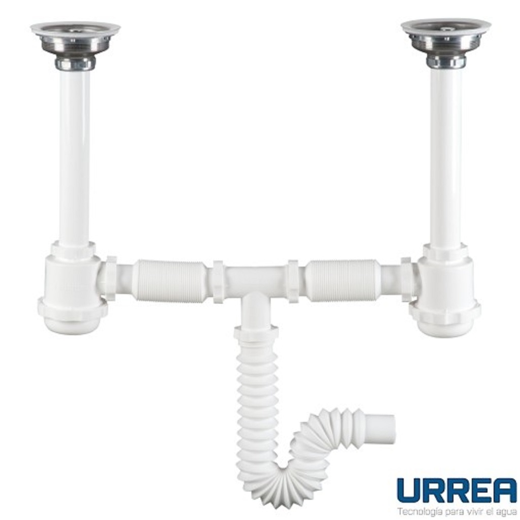 [0504F3735] DOBLE CESPOL BOTE GRANDE PARA FREGADERO CON CONTRA F-3735 URREA