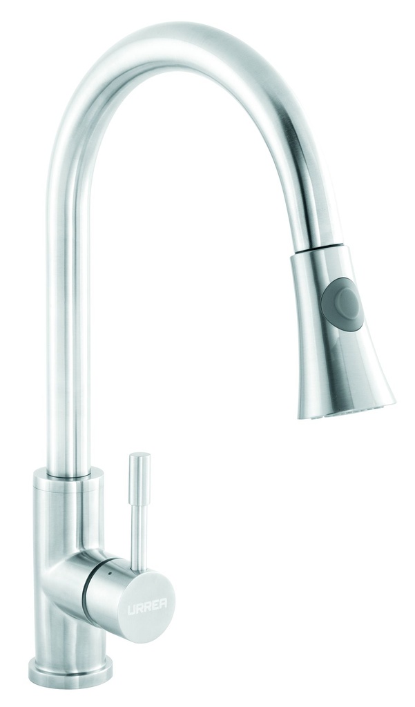 [0504F9432INOX] MONOMANDO PARA FREGADERO CON NARIZ RETRÁCTIL INOX 9432INOX URREA