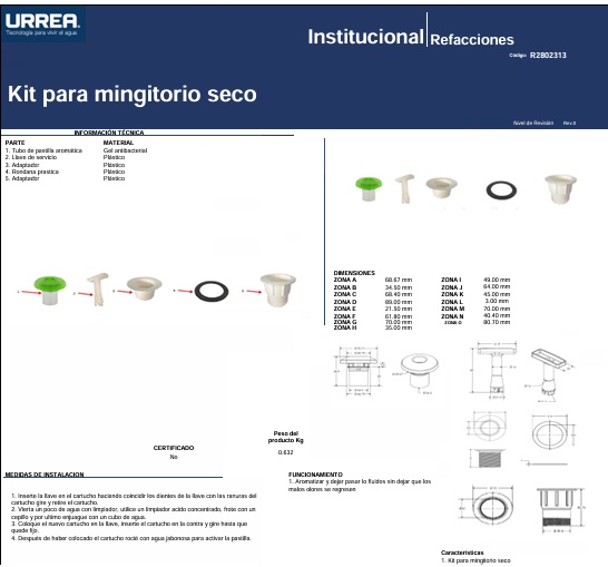 KIT PARA MINGITORIO SECO F-2802313 URREA