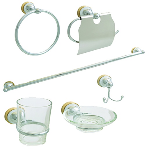 [0505F26001] JUEGO ACCES 6 PZAS CROMO ORO F-2600.1 DICA