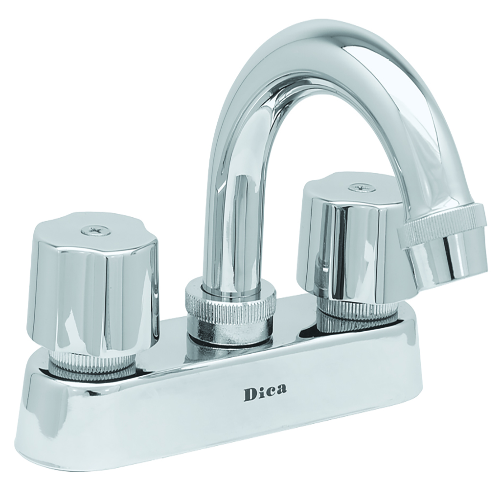 MEZCLADORA PARA LAVABO 4" TIPO BAR CON CUBIERTA Y MANERALES CROMADOS