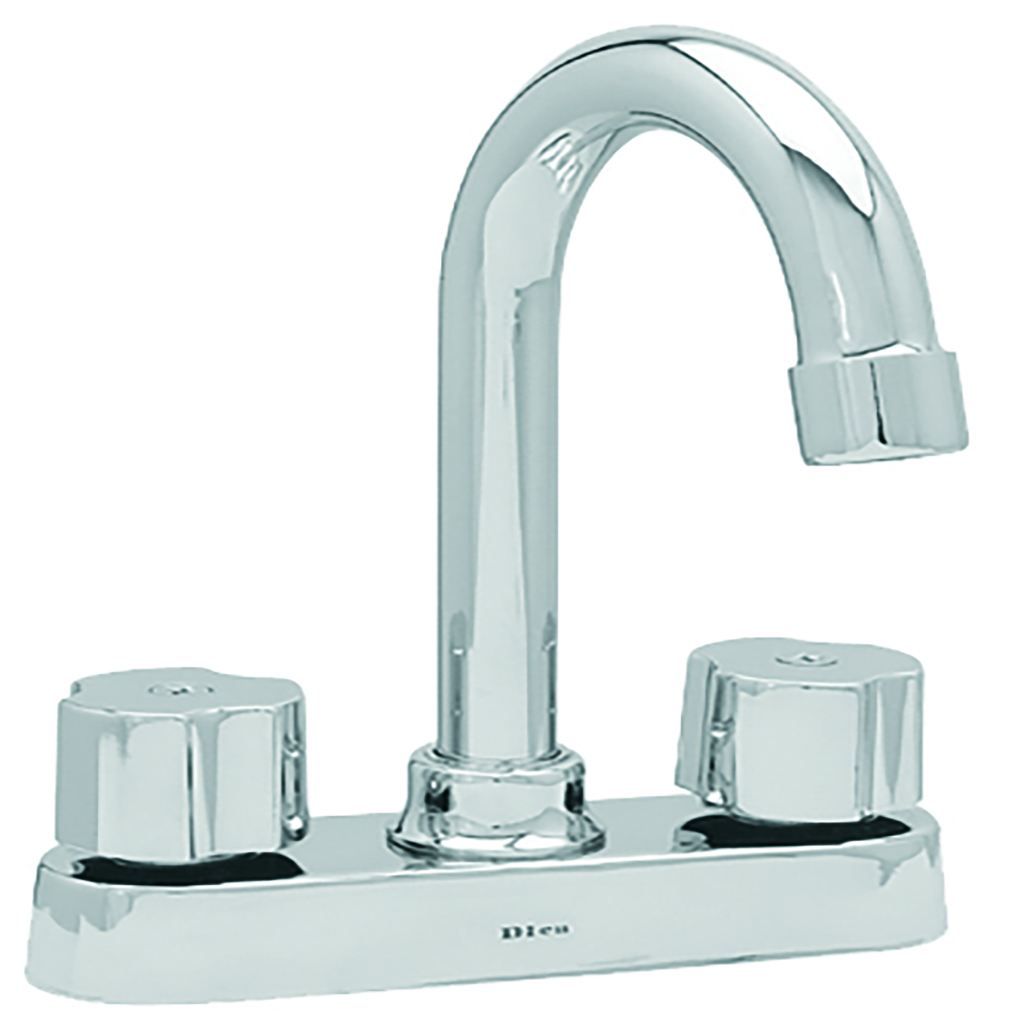 MEZCLADORA PARA LAVABO 4" C/CART 1/4 VUEL C/MANE