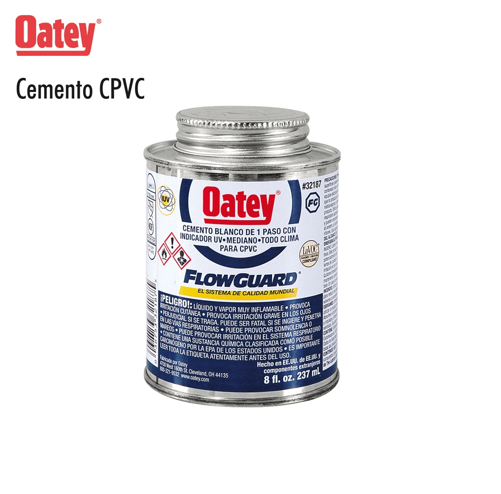 PEGAMENTO FLOWGUARD BLANCO PVC 237 ML 1/4 LT AZUL OATEY #32388MX