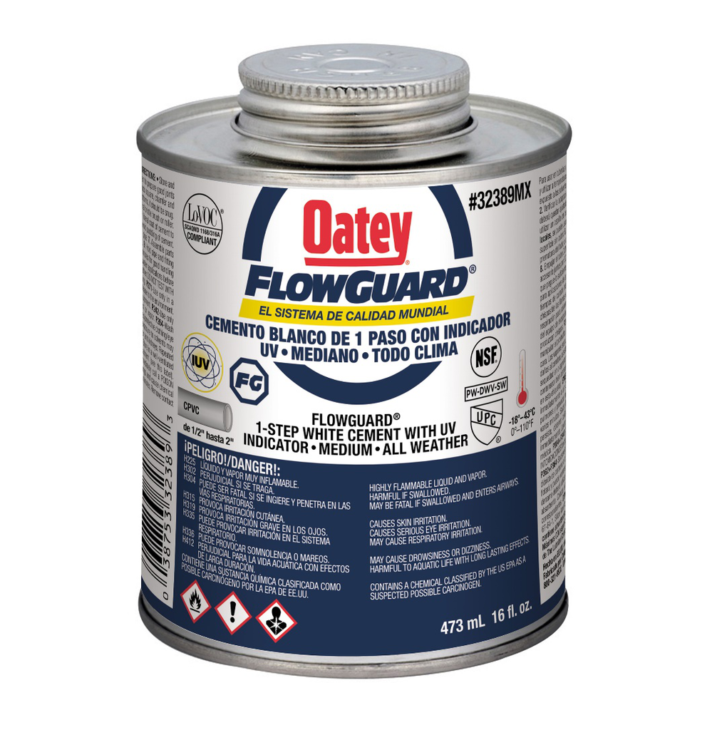 PEGAMENTO FLOWGUARD BLANCO CPVC 473 ML 1/2 LT AZUL OATEY #32389MX
