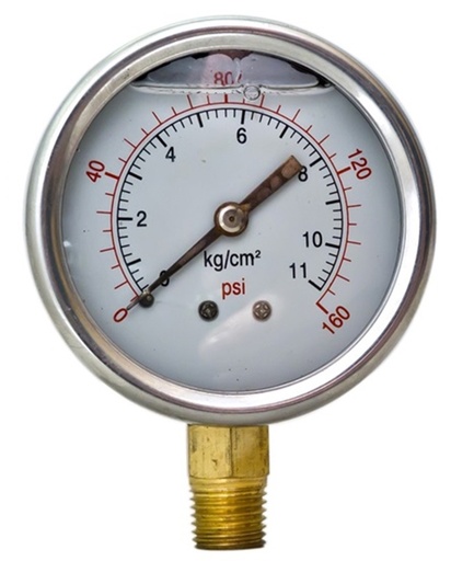[08MA0160] MANOMETRO DE GLICERINA 11 KG  (0-160 PSI) C/ ENTRADA DE 1/4"