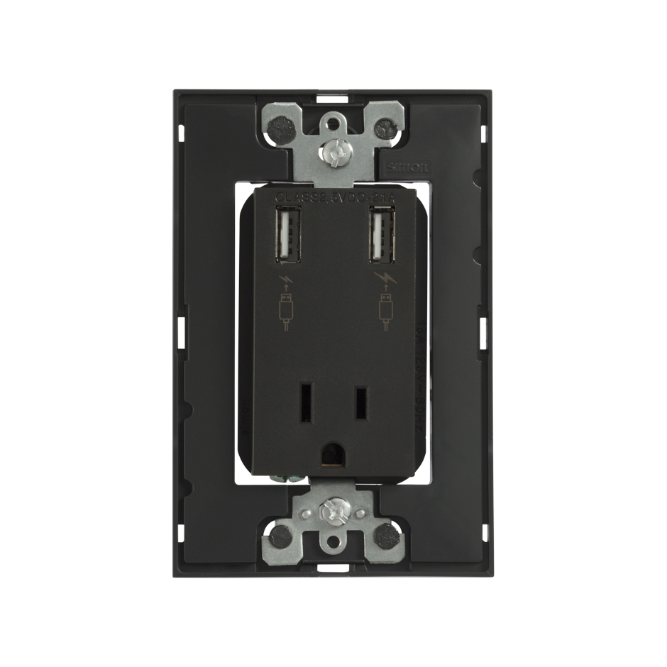 [ESIM2545438] TOMA DE CORRIENTE 2P+T C/ 2 CARGADORES USB 2.1A C/CHASIS Y SIN PLACA 3 MÓDULOS SIMON