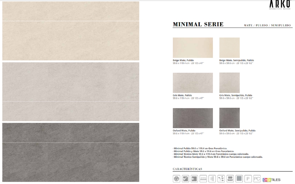 PISO MINIMAL MT GRIS 59.6X119.4 CM 1.42 M2/CAJA ARKO*****