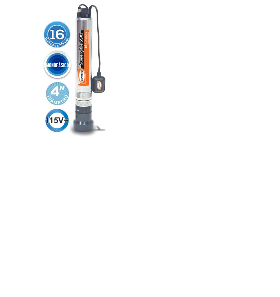 BOMBA SUMERGIBLE P/CISTERNA DE 1/2 HP C/FLOTADOR EVANS