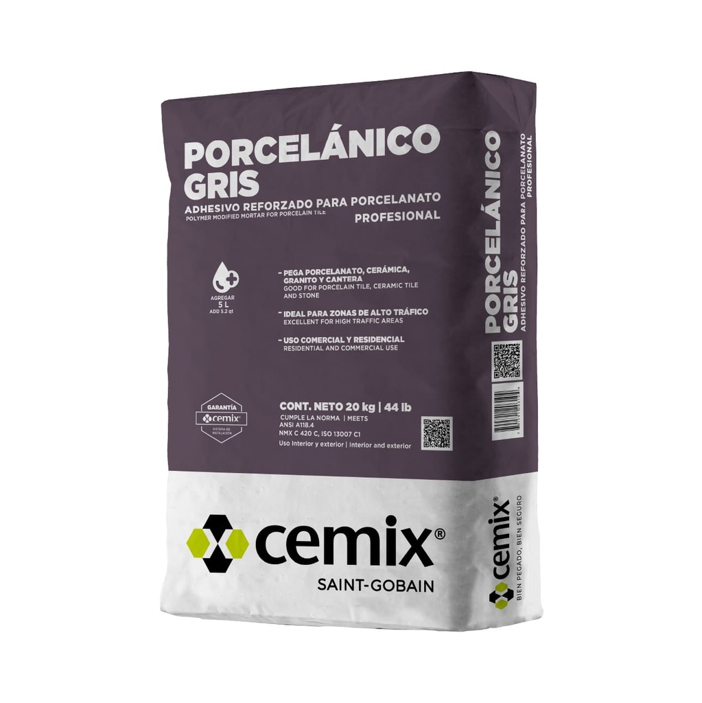 ADHESIVO PORCELANICO GRIS 20 KG