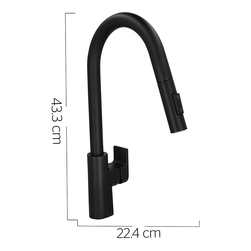 [0504F9445JM2] MONOMANDO PARA COCINA CON NARIZ RETRACTIL Y 2 FUNCIONES JYM NEGRO MATE 9445JM.2 URREA