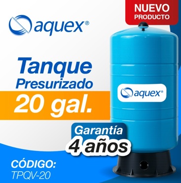 [NTPQV20] TANQUE PRESURIZADOR AQUEX 20 GAL/ 76 LTS HORIZONTAL CON SOPORTE TPQV-20 NOVEM