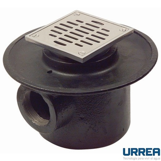 [0504F124WRC] COLADERA CUADRADA DE REJILLA DE UNA BOCA BASE ANCHA PARA PISO 124WRC URREA