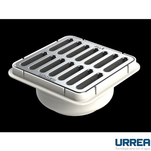 [0504F184] COLADERA CUADRADA REJILLA SALIDA LATERAL CROMO 184 URREA*